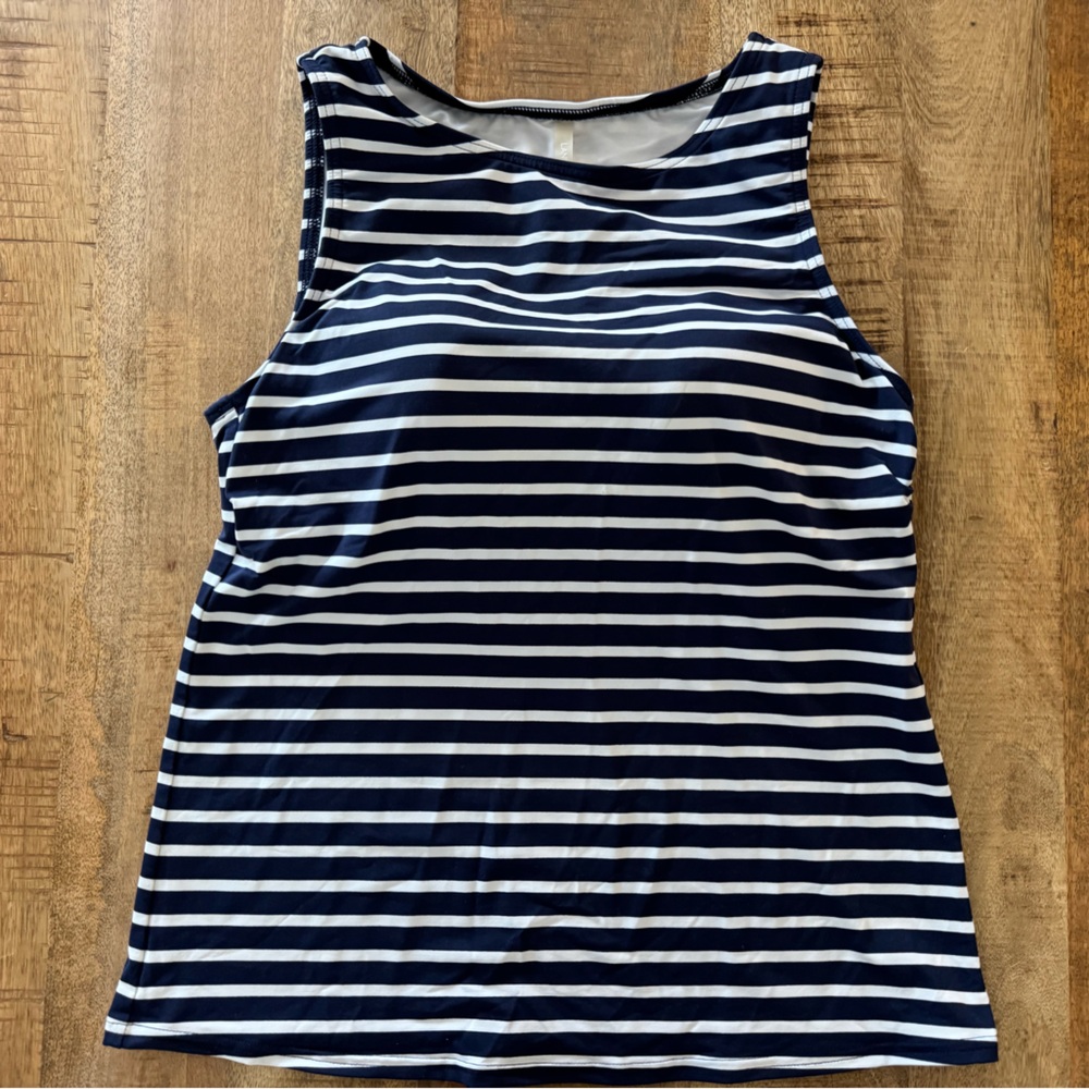 Lands' End Blue and White Striped Top